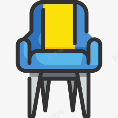 椅子家具和家居31线性颜色图标图标