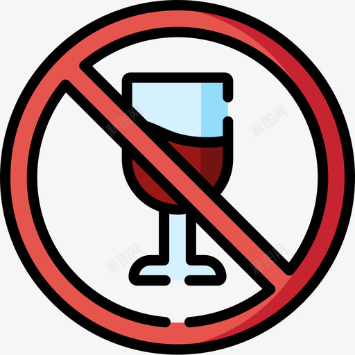 禁止饮酒信号和禁令6线性颜色图标svg_新图网 https://ixintu.com 信号 禁令 禁止 线性 颜色 饮酒