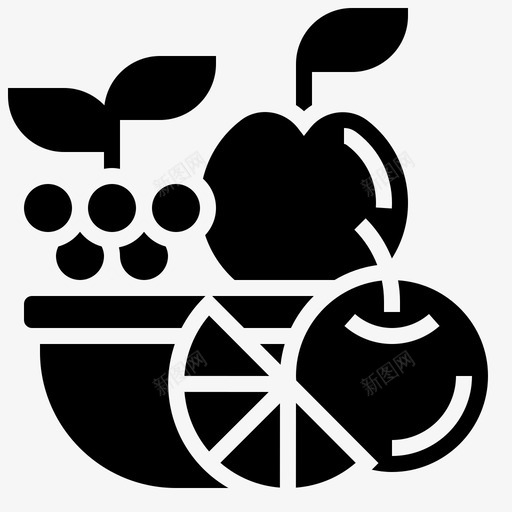 果篮苹果新鲜图标svg_新图网 https://ixintu.com 厨房用具 新鲜 果篮 苹果 葡萄
