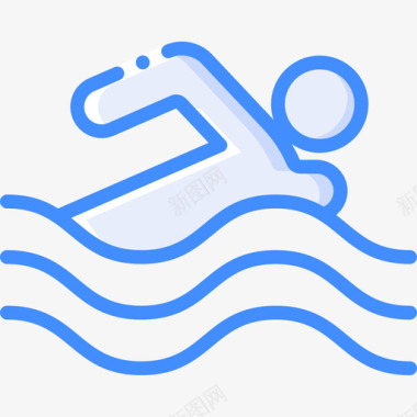 游泳无障碍运动蓝色图标图标