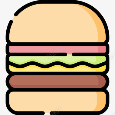 汉堡野餐56线性颜色图标图标