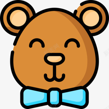 泰迪熊儿童玩具23线性颜色图标图标