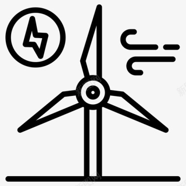 风力涡轮机能源替代电力家庭风车图标图标