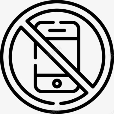 没有手机信号和禁令4直线图标图标