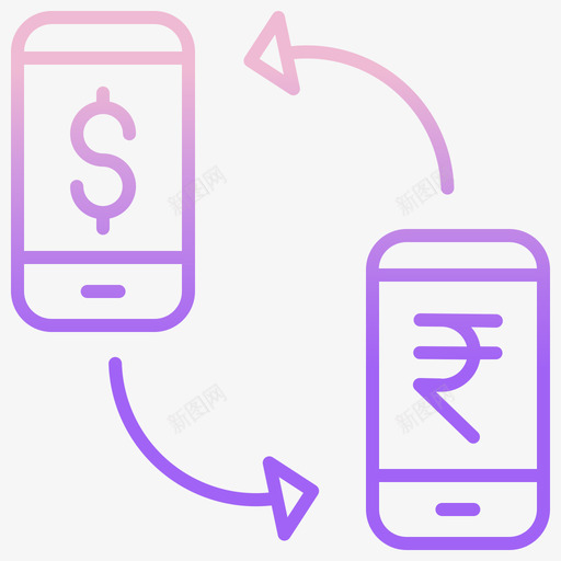 货币货币13轮廓梯度图标svg_新图网 https://ixintu.com 梯度 货币 轮廓