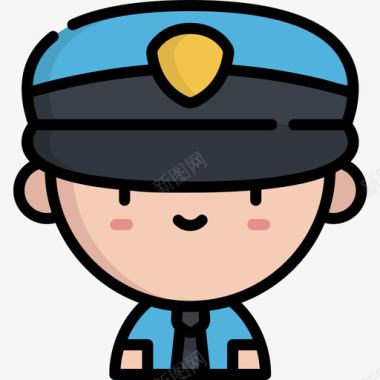 警察工作和职业肤色图标图标