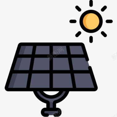 太阳能电池板荷兰11线性颜色图标图标