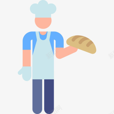 面包师烹饪象形图颜色图标图标