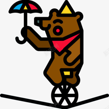 熊马戏团70线性颜色图标图标
