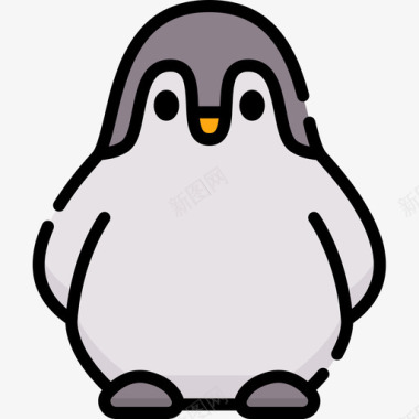 企鹅动物53线性颜色图标图标