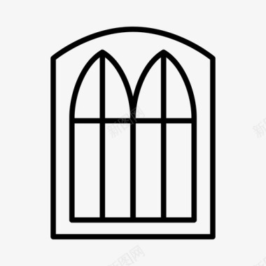 都铎式窗户建筑大教堂窗户图标图标