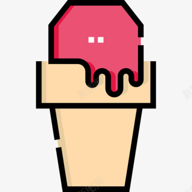 冰淇淋嬉皮士25线性颜色图标图标