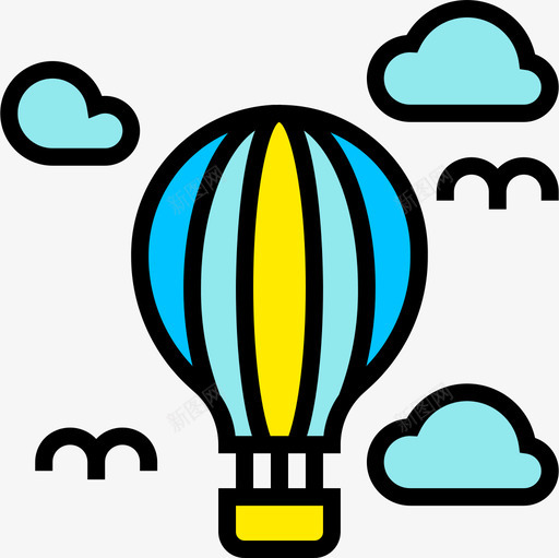 热气球网页和平面1线颜色图标svg_新图网 https://ixintu.com 平面设计 热气球 网页 颜色