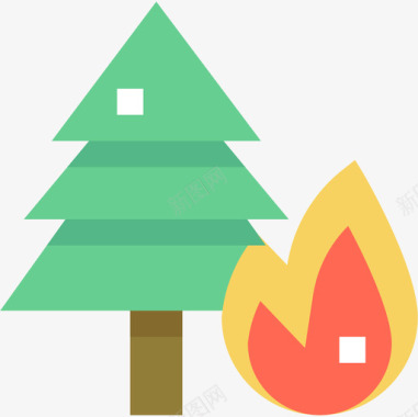 森林火灾天气和季节1平坦图标图标