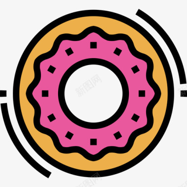 甜甜圈早餐31线性颜色图标图标