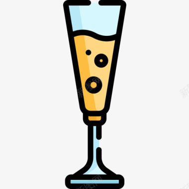 香槟圣诞食品饮料2线性颜色图标图标