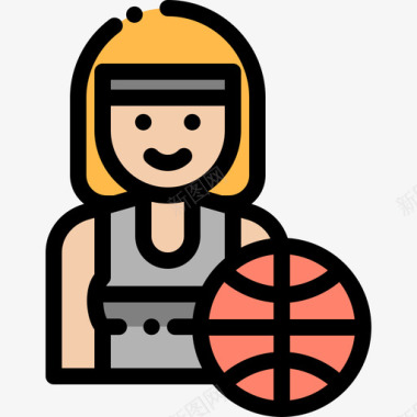 篮球运动员体育头像10线性颜色图标图标