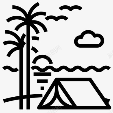 海滨海滩营地图标图标