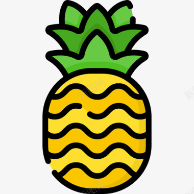 菠萝暑假35线性颜色图标图标