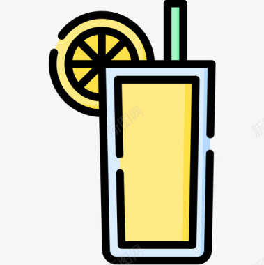 柠檬水野餐56线性颜色图标图标