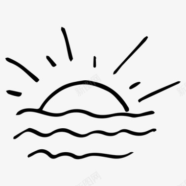 太阳手绘地平线图标图标