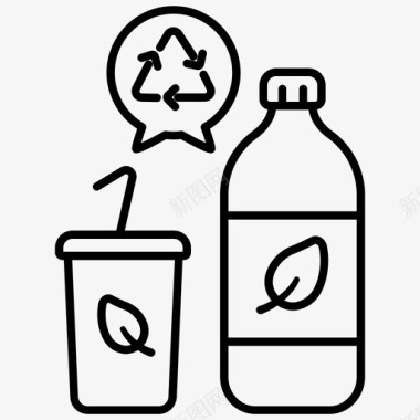 回收塑料瓶生态能源图标图标