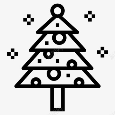 圣诞树冬季69线形图标图标