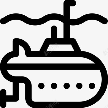 潜艇海洋生物40线性图标图标