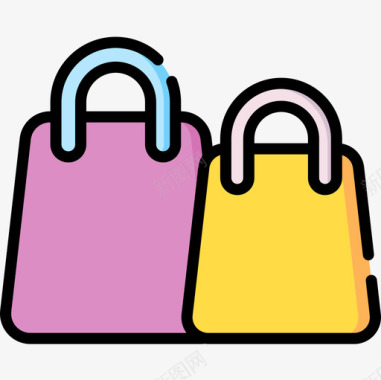 购物袋游乐园45线性颜色图标图标