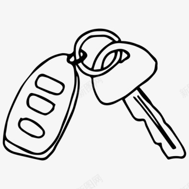 汽车钥匙汽车零件手绘图标图标