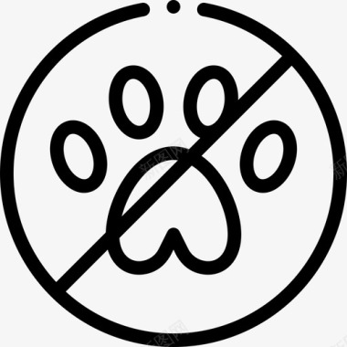 禁止宠物水上公园32号直线型图标图标