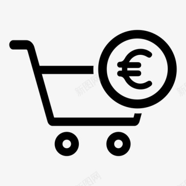 购物车欧元欧元付款购物车图标图标