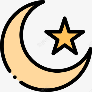 伊斯兰教精神的21线性的颜色图标图标