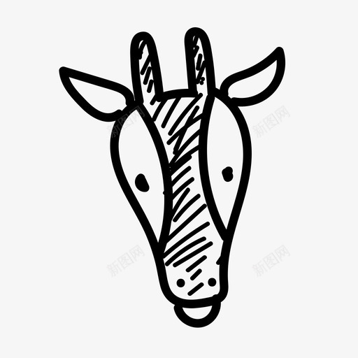 长颈鹿动物手绘图标svg_新图网 https://ixintu.com 动物 动物园 哺乳动物 手绘 草原 长颈鹿
