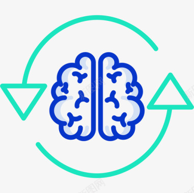 大脑人工智能50轮廓颜色图标图标