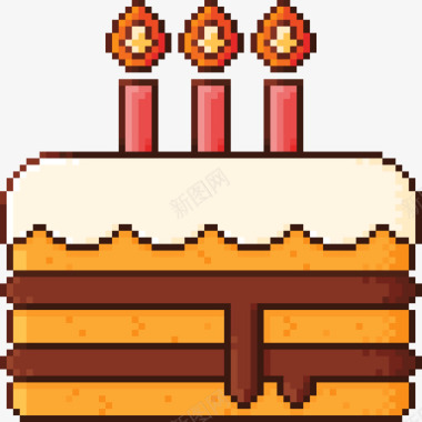 生日蛋糕生日像素线颜色图标图标