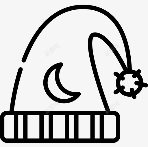 睡帽睡觉时间16线性图标svg_新图网 https://ixintu.com 睡帽 睡觉时间16 线性