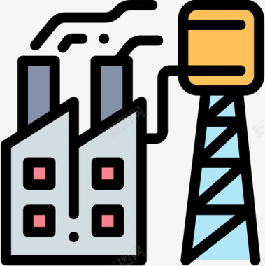 工厂工业68线性颜色图标图标