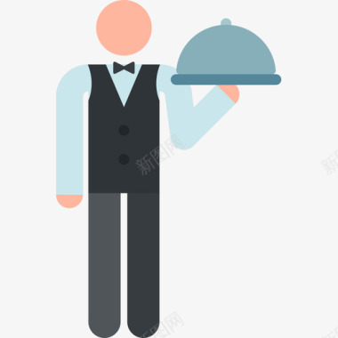 服务员烹饪象形图颜色图标图标