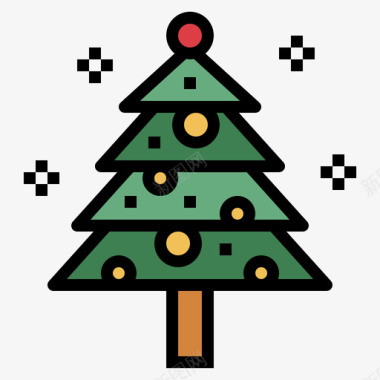 圣诞树冬季71线形颜色图标图标