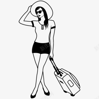 旅行的女人假期女人的鞋子图标图标