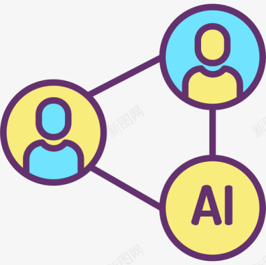 网络人工智能54线性颜色图标图标