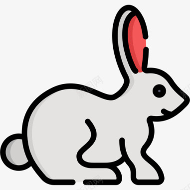 兔子宠物店54线性颜色图标图标