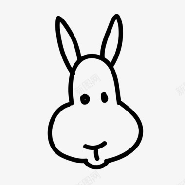 兔子动物手绘图标图标