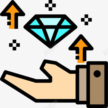 钻石商业动机13线性颜色图标图标