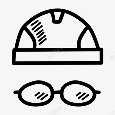 游泳帽子眼镜图标图标