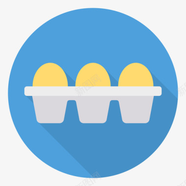 鸡蛋食品和饮料30个圆形图标图标