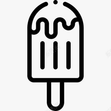 冰淇淋甜点和糖果5份线性图标图标