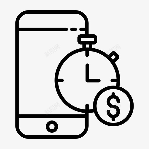 秒表移动应用程序15概述图标svg_新图网 https://ixintu.com 应用程序 概述 秒表 移动