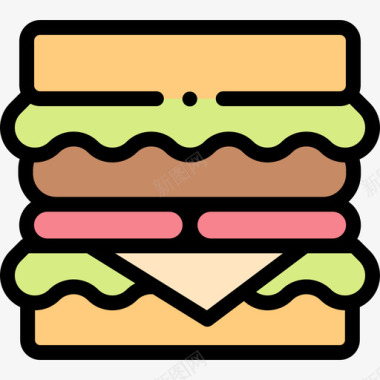 汉堡夏季食品和饮料2线性颜色图标图标